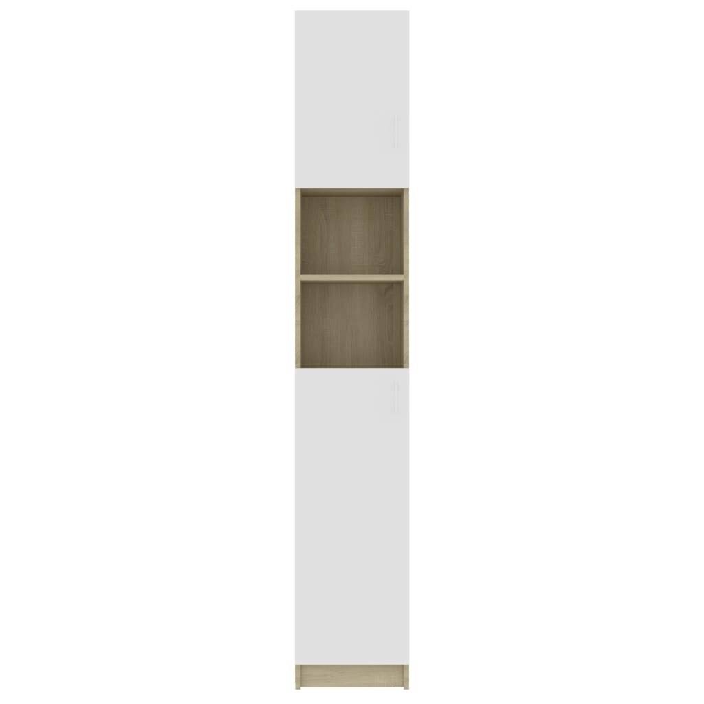 White and Sonoma Oak Bathroom Cabinet Chipboard M70944