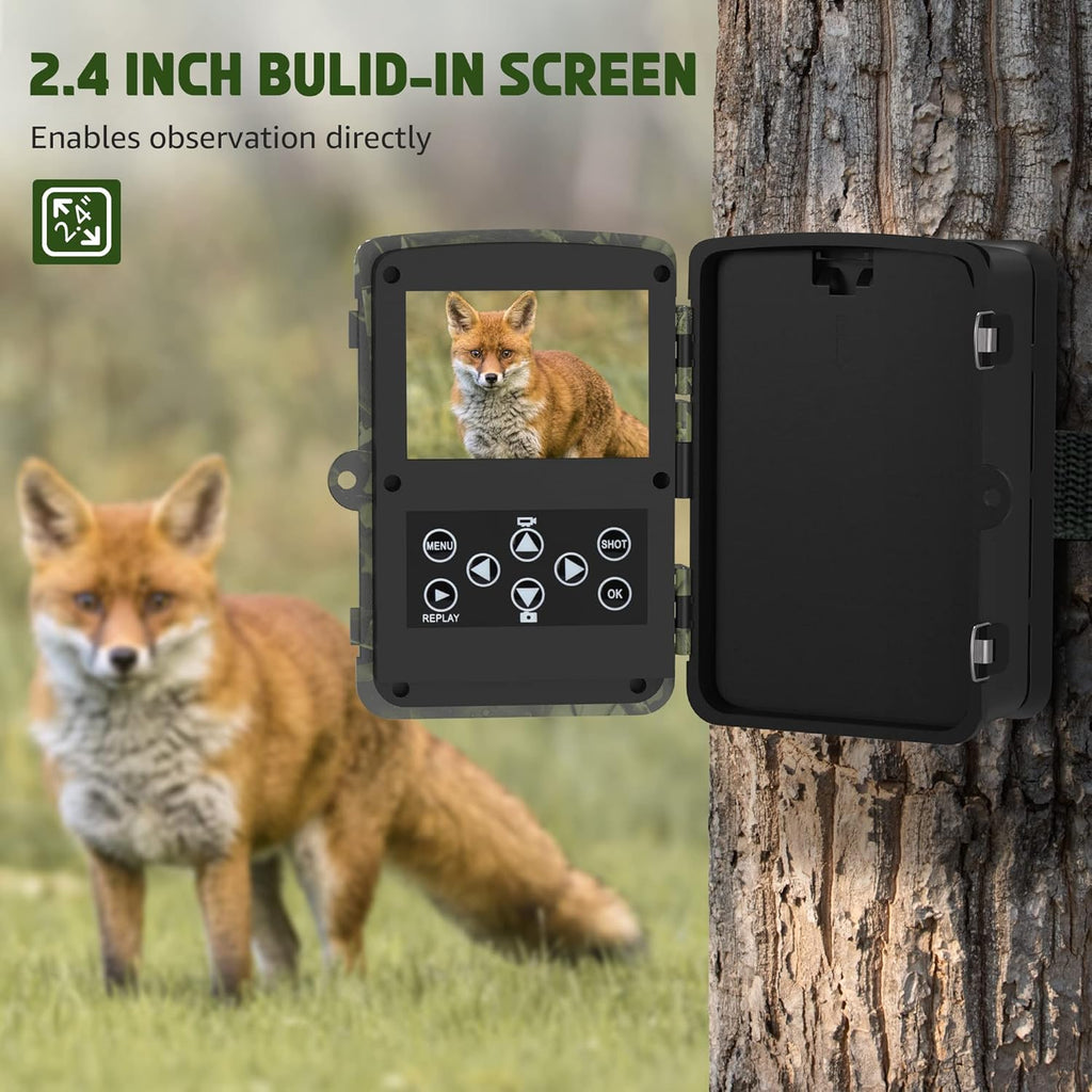 2.7K 36MP Game Camera 0.2S Trigger 65ft Range No Glow Night Vision 120° Angle IP66 Waterproof 32GB Card Pack of 2 P632