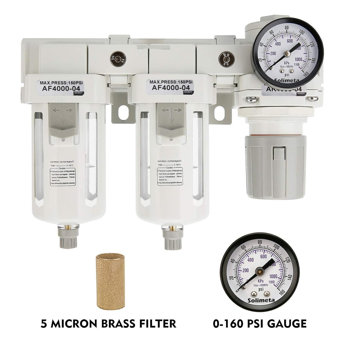 1/2"NPT Air Pressure Regulator Combo, Air Dryer, Pack of 2 Q121450
