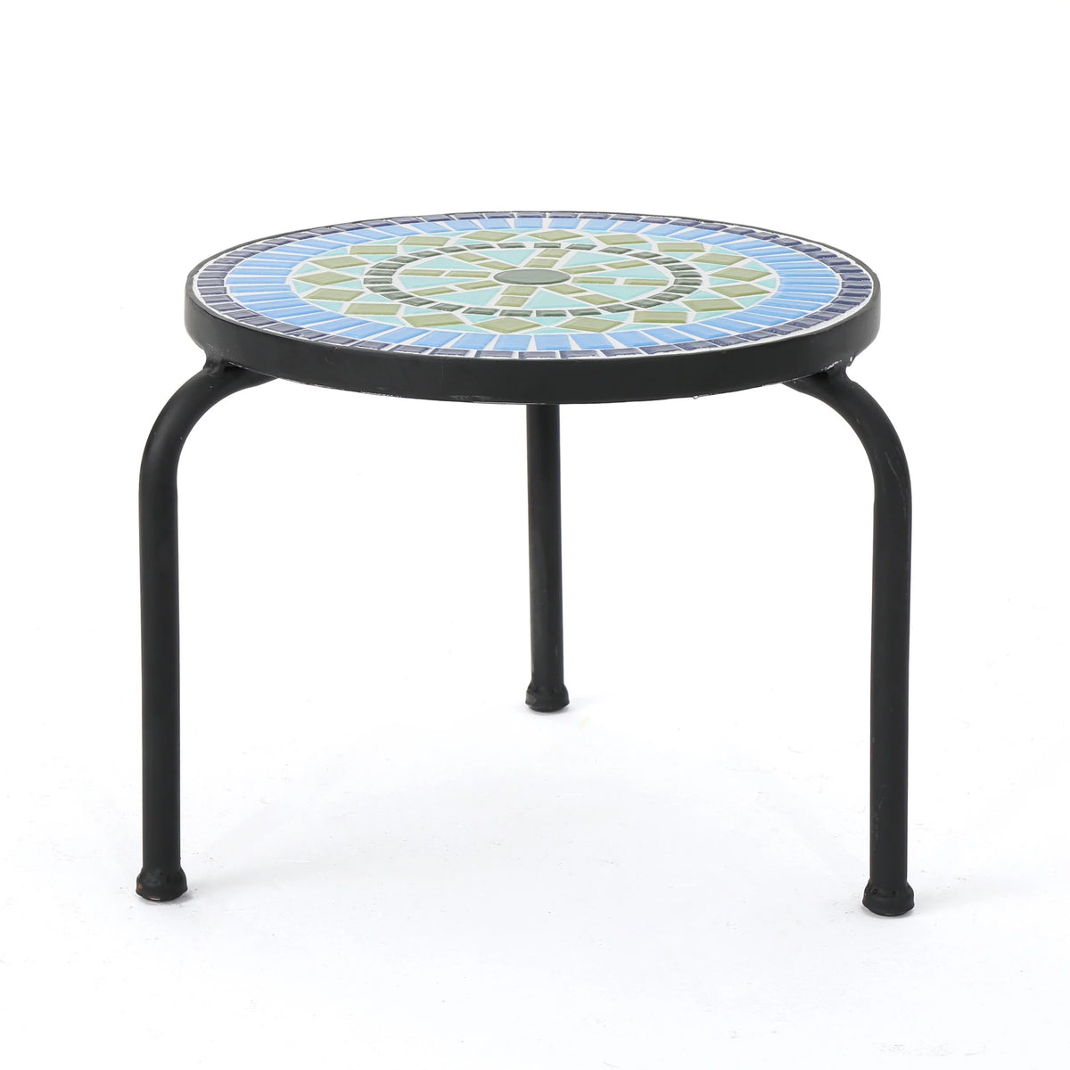 Outdoor Ceramic Tile Side Table with Iron Frame V527