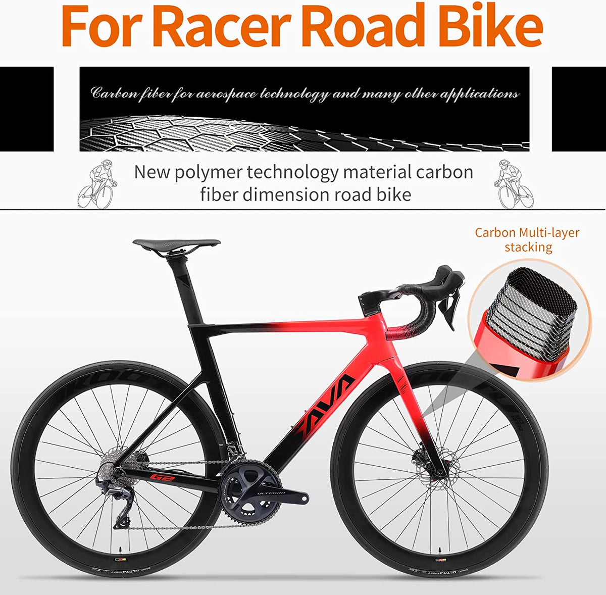 Carbon Fiber Road Bike with Hydraulic Disc Brakes D31175