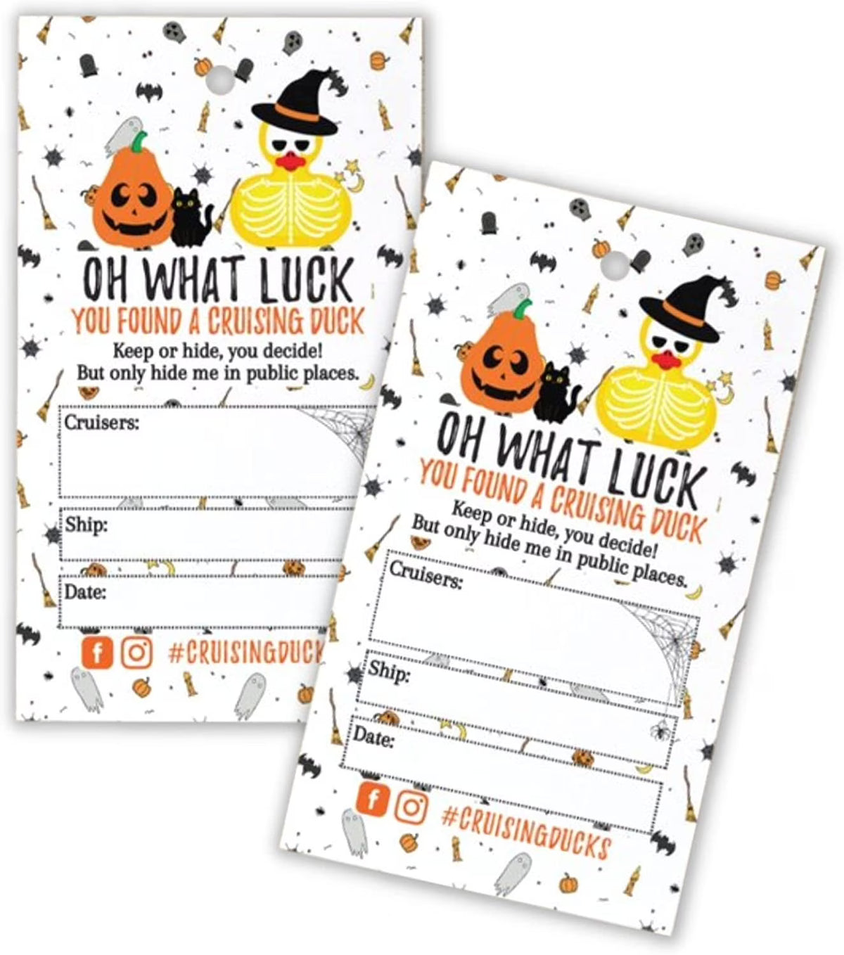 30 pk 2 x 3.25 Halloween Rubber Duck Hang Tags with Holes G6827