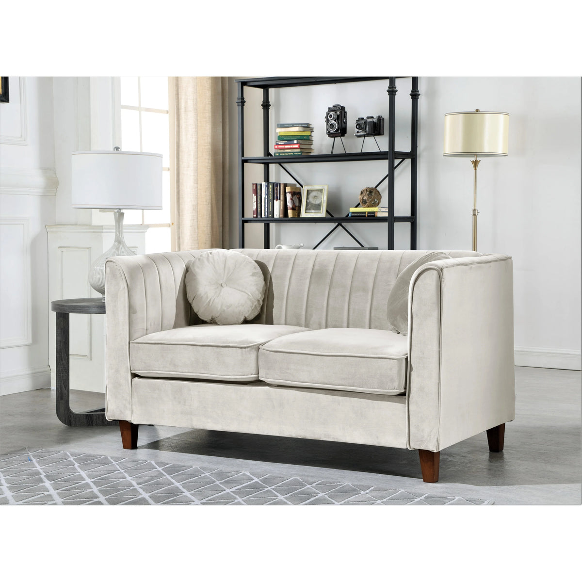 Black Velvet Chesterfield Loveseat F56861