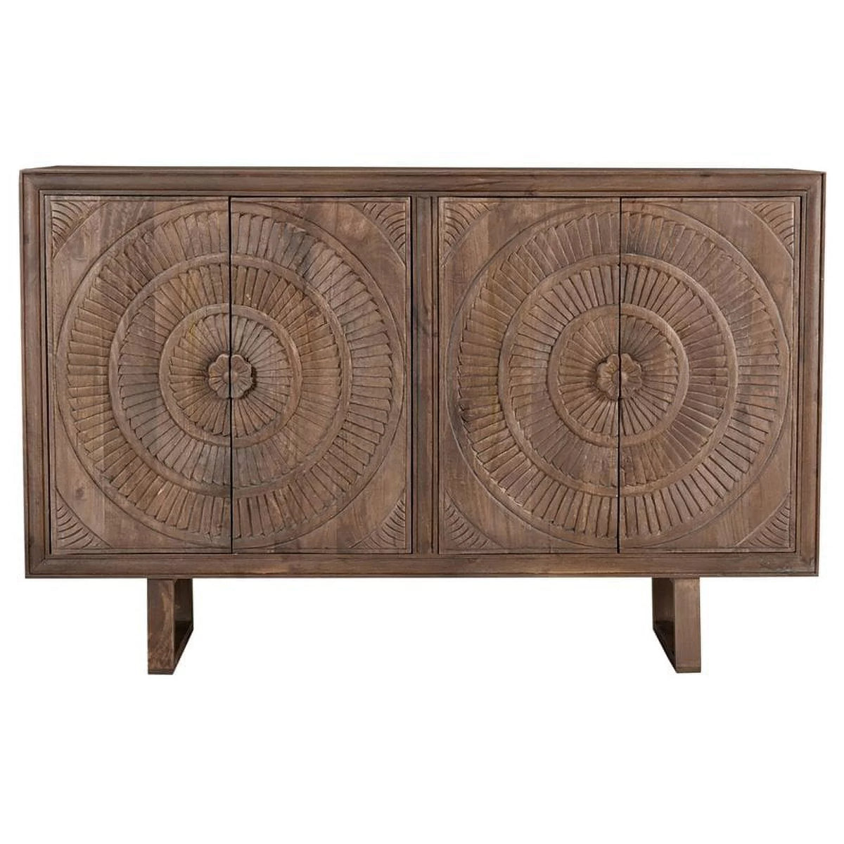 Solid Wood Cabinet with 4 Hand-Carved Doors M3075