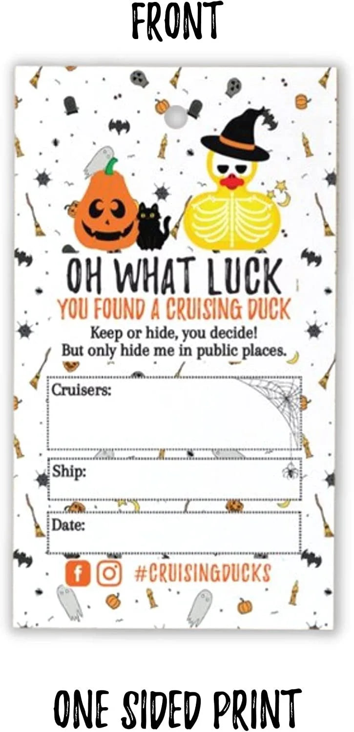 30 pk 2 x 3.25 Halloween Rubber Duck Hang Tags with Holes G6827
