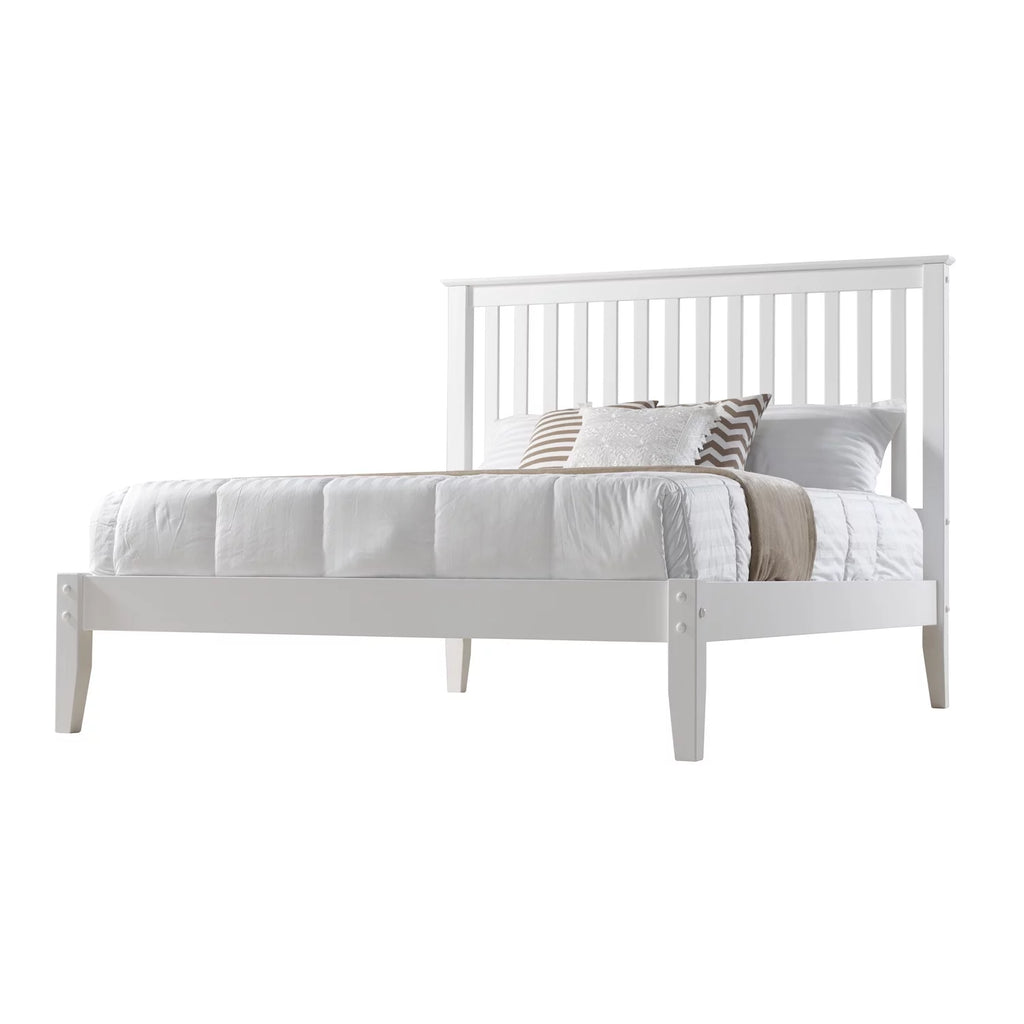 Solid Wood Full Platform Bed in White B696