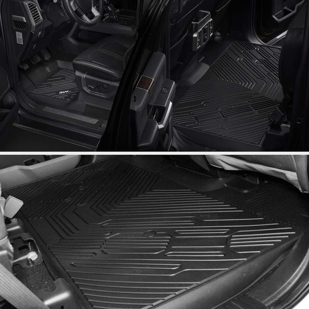 Floor Mats for Ford F-150 2015-2022 SuperCrew Front Bucket Seat and Rear Seat 1st & 2nd Row All Weather Car Liners Q39545