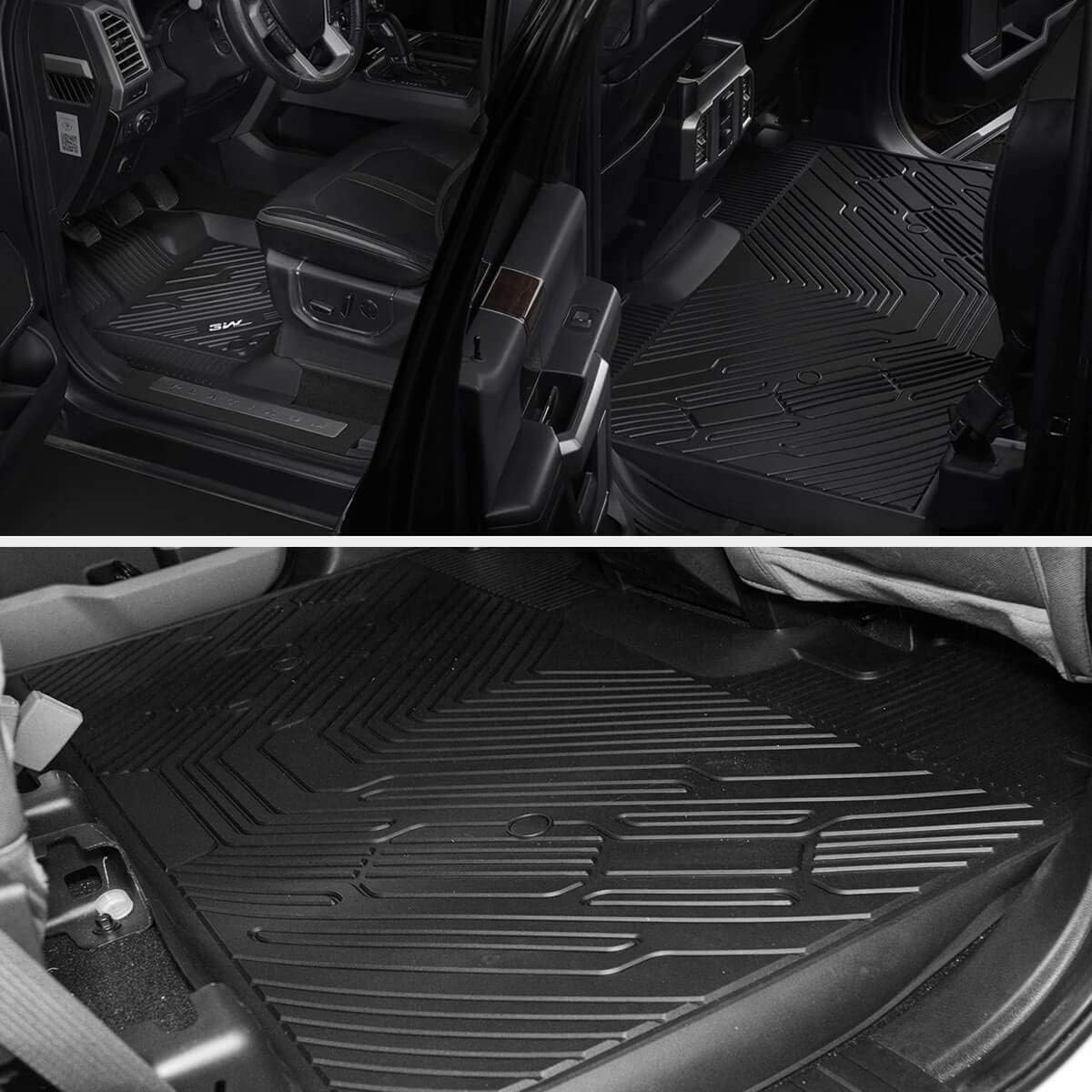 Floor Mats for Ford F-150 2015-2022 SuperCrew Front Bucket Seat and Rear Seat 1st & 2nd Row All Weather Car Liners Q39545