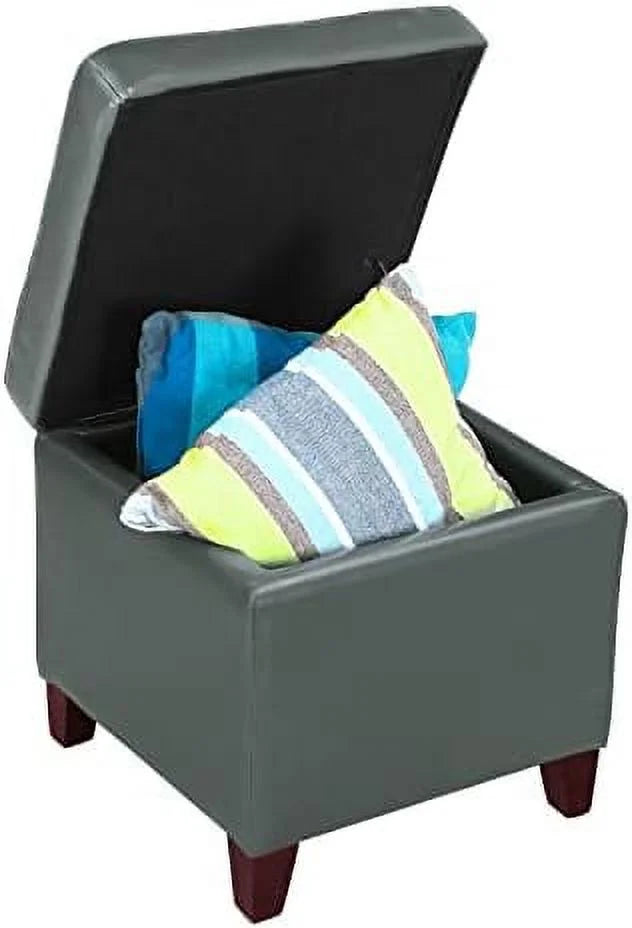 Tufted Leather Square Ottoman with Hinged Lid N918