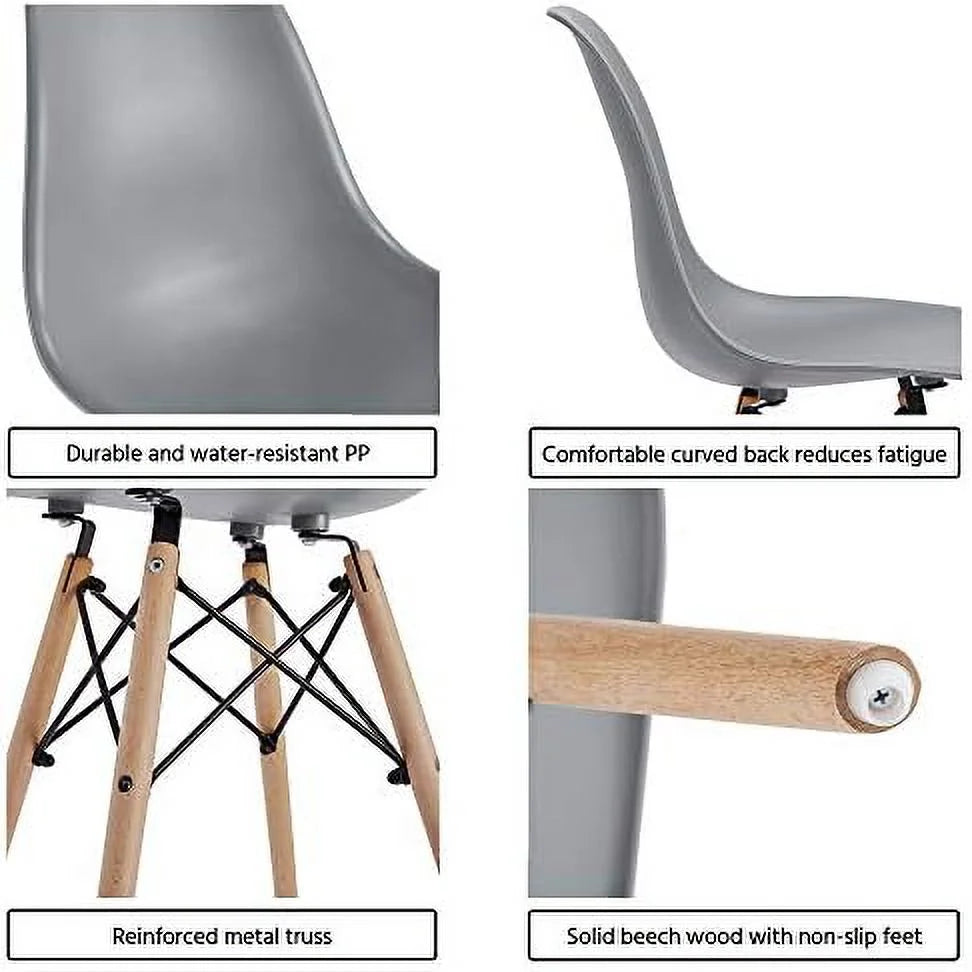 Light Gray Dining Chairs with Metal Wires and Wood Legs Z77056