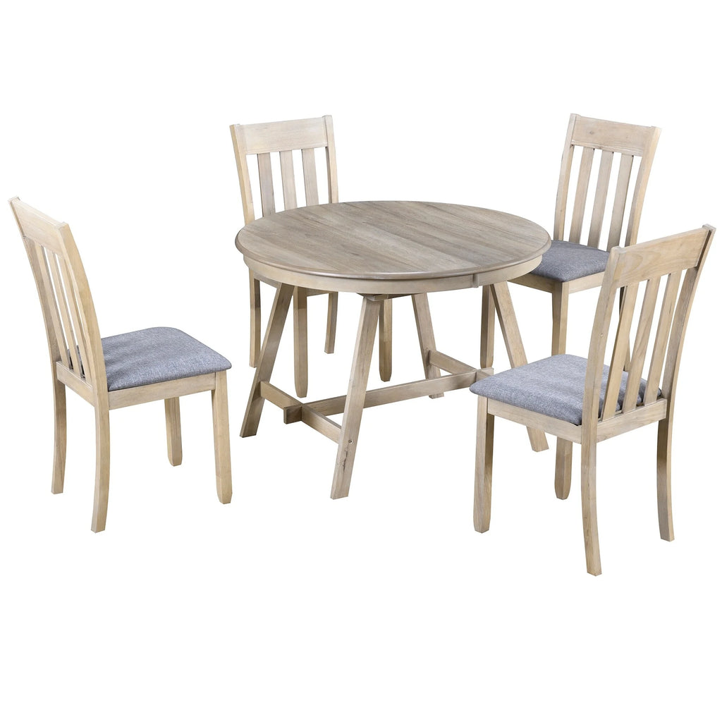 5-Piece Wooden Dining Table Set with 4 Chairs J6514
