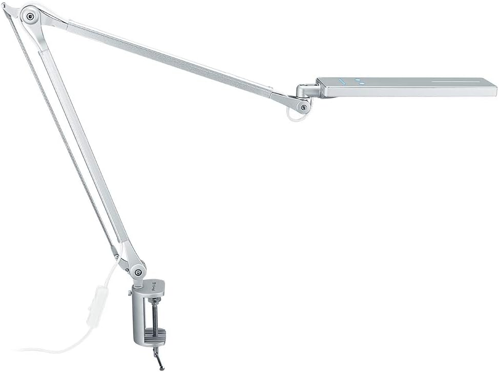 Silver Metal Swing Arm Desk Lamp with Clamp V7481