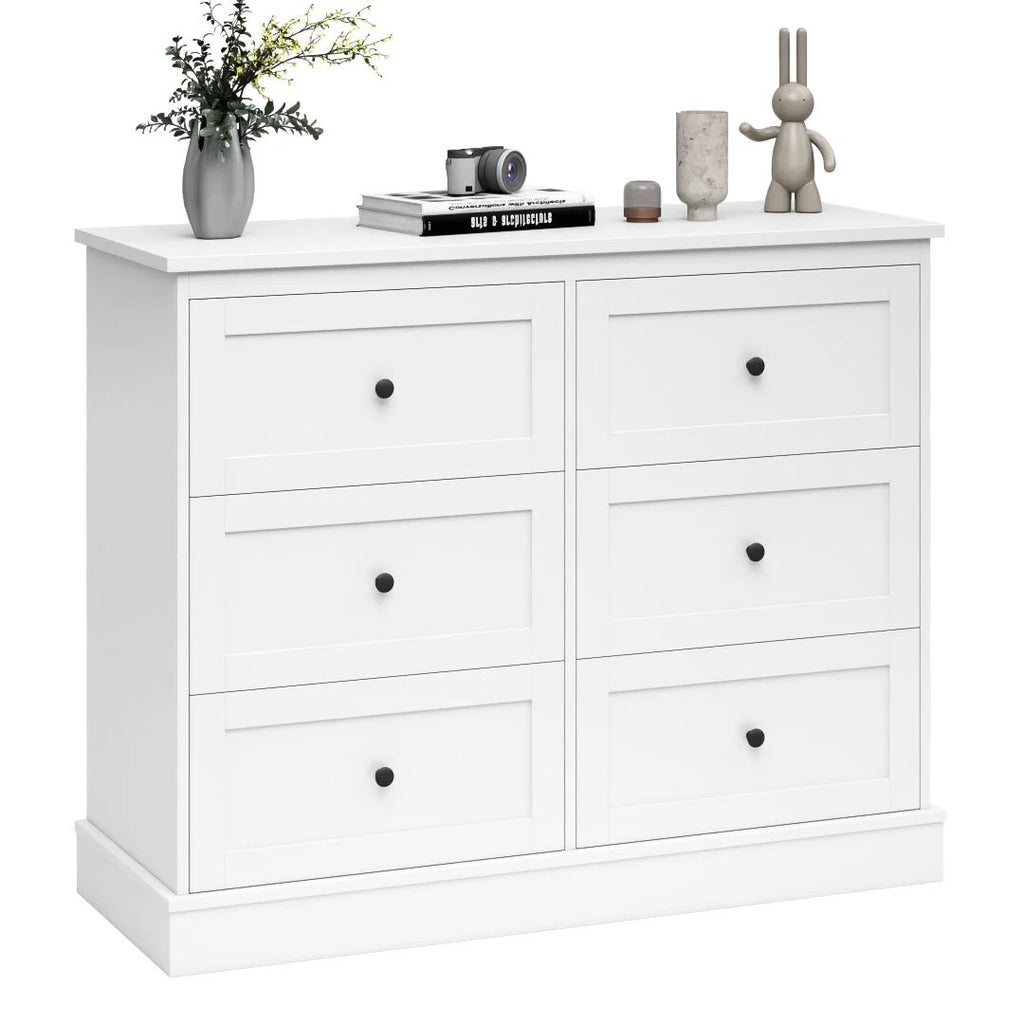 White 6 Drawer Wood Dresser V1772