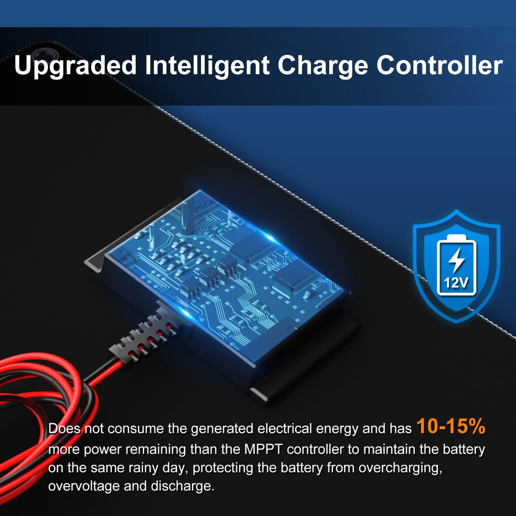 10W 12V Solar Panel Car Battery Charger Portable Waterproof Trickle Charger & Maintainer with Cigarette Lighter Plug & Alligator Clip Pack of 2 X994595