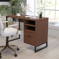 Rustic Computer Desk with Shelving and Drawer M58571