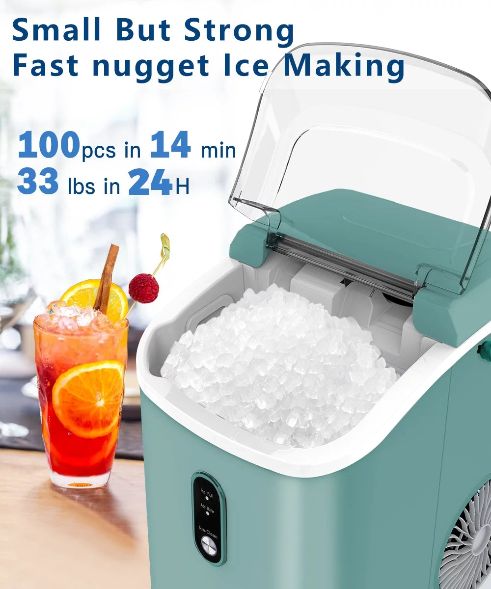 33lbs Countertop Ice Maker with Scoop, Black A447