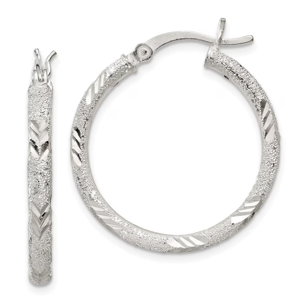 925 Sterling Silver Hinged Hoop Earrings L99934