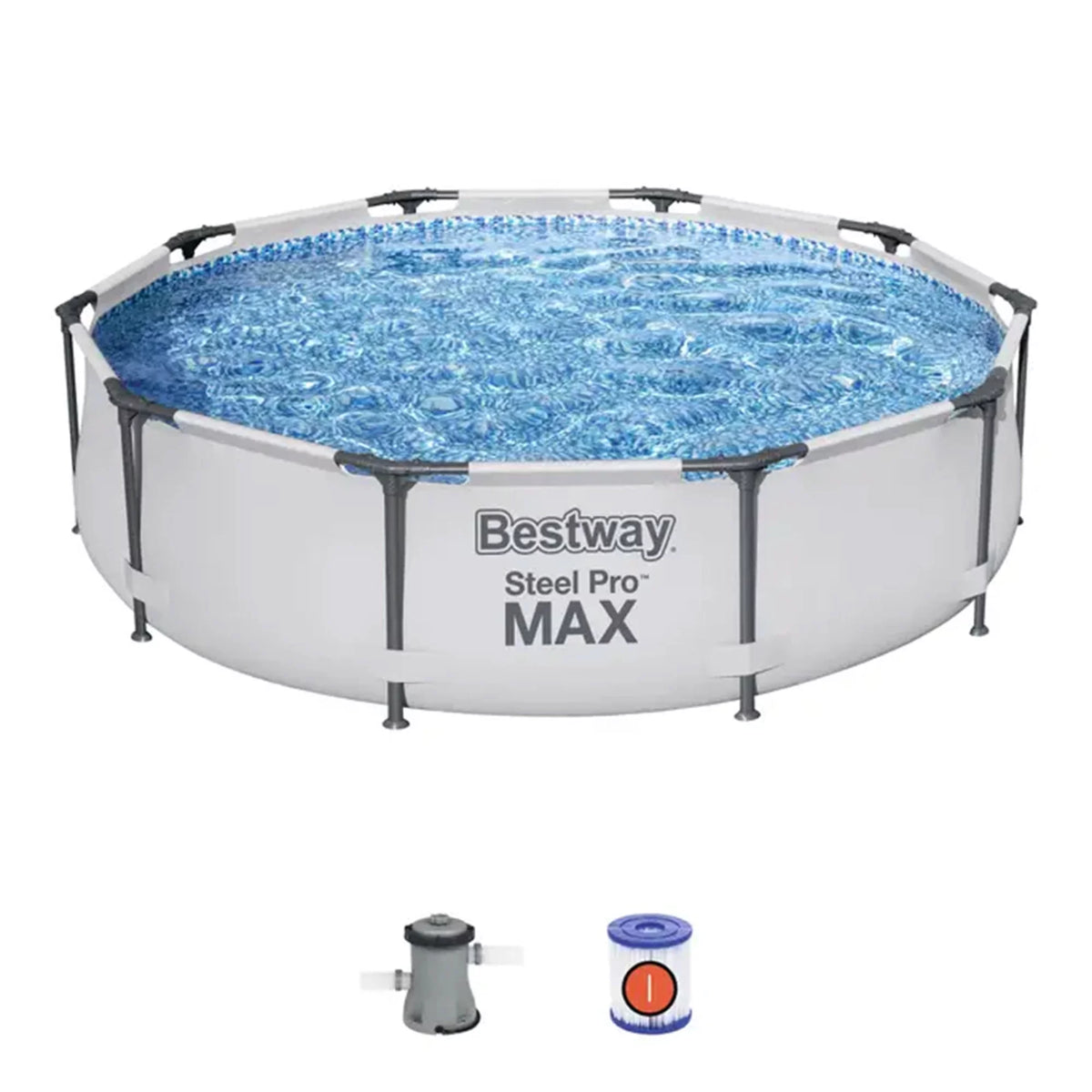 10'x30 Round Metal Frame Above Ground Swimming Pool with Pump M750