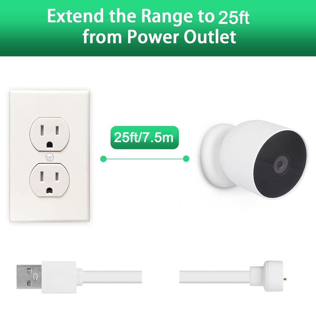 25 ft Weatherproof Charging Cable 3Pack-White Y447329