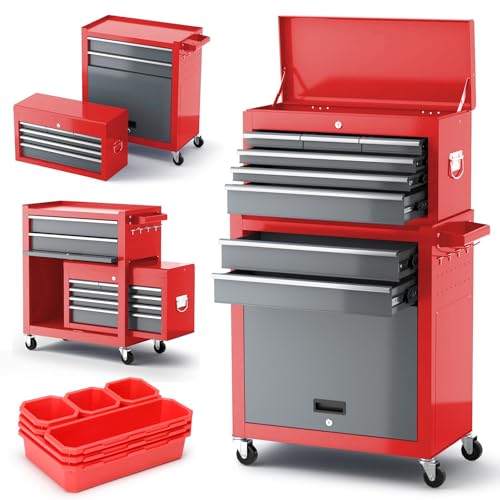 8 Drawer Rolling Metal Tool Chest with Wheels F11582