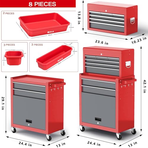 8 Drawer Rolling Metal Tool Chest with Wheels F11582