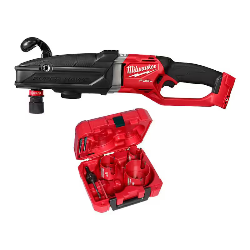 7/16 in. Cordless Right Angle Drill with Hole Saw Kit L47087