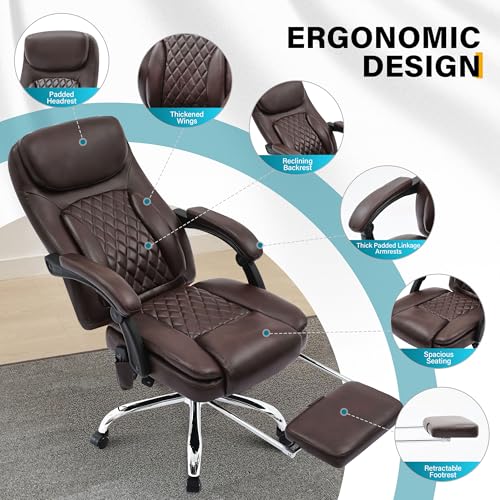 Black Heated Ergonomic Office Chair with Footrest B6158