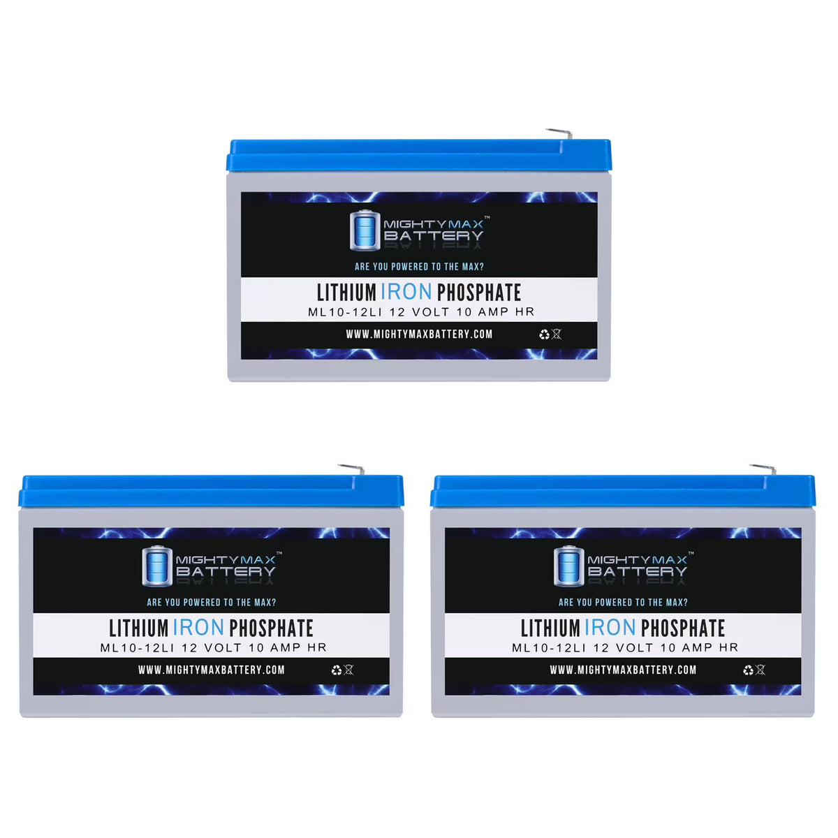 12V 10AH Lithium Replacement Battery 3 Pack C620925