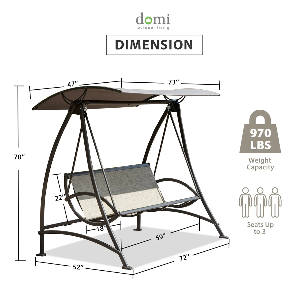 3-Seat Outdoor Swing with Adjustable Canopy and Stand B8480