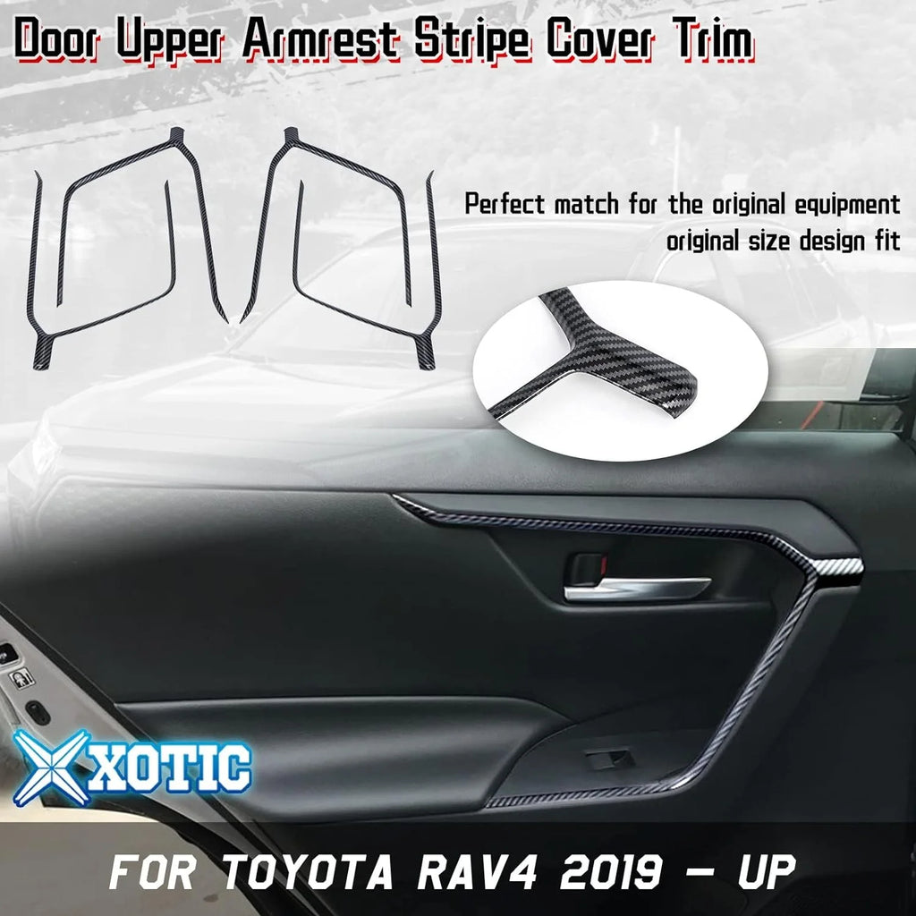 Interior Door Armrest Panel Cover Trim, Carbon Fiber Pattern U3906