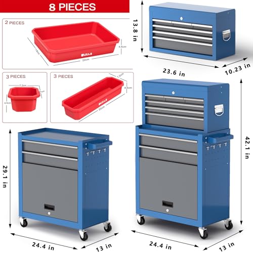 8 Drawer Rolling Metal Tool Chest with Wheels F11582