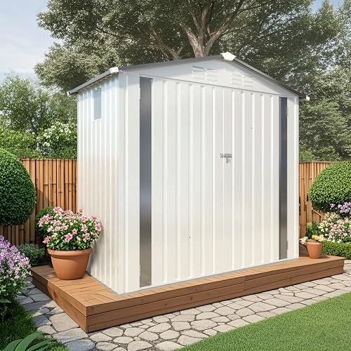 5'x3' Gray Metal Outdoor Storage Shed with Windows and Lockable Door E176