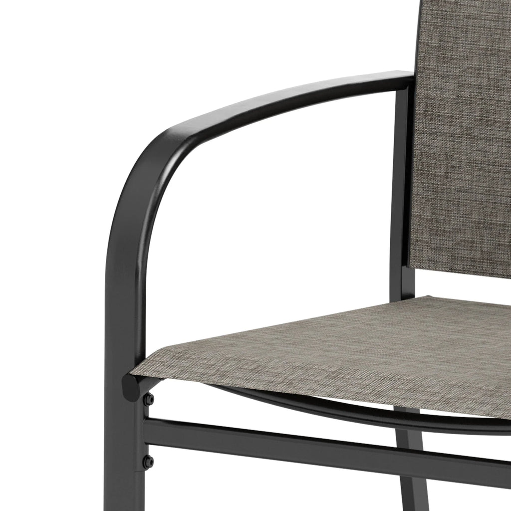 Set of 4 Outdoor Patio Dining Chairs Steel Textilene Black Brown C904