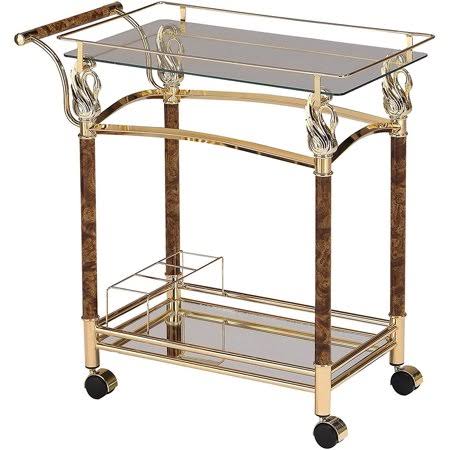 Golden Plated Clear Glass Serving Cart L118