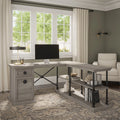 L Shaped Desk with Storage in Driftwood Gray N366