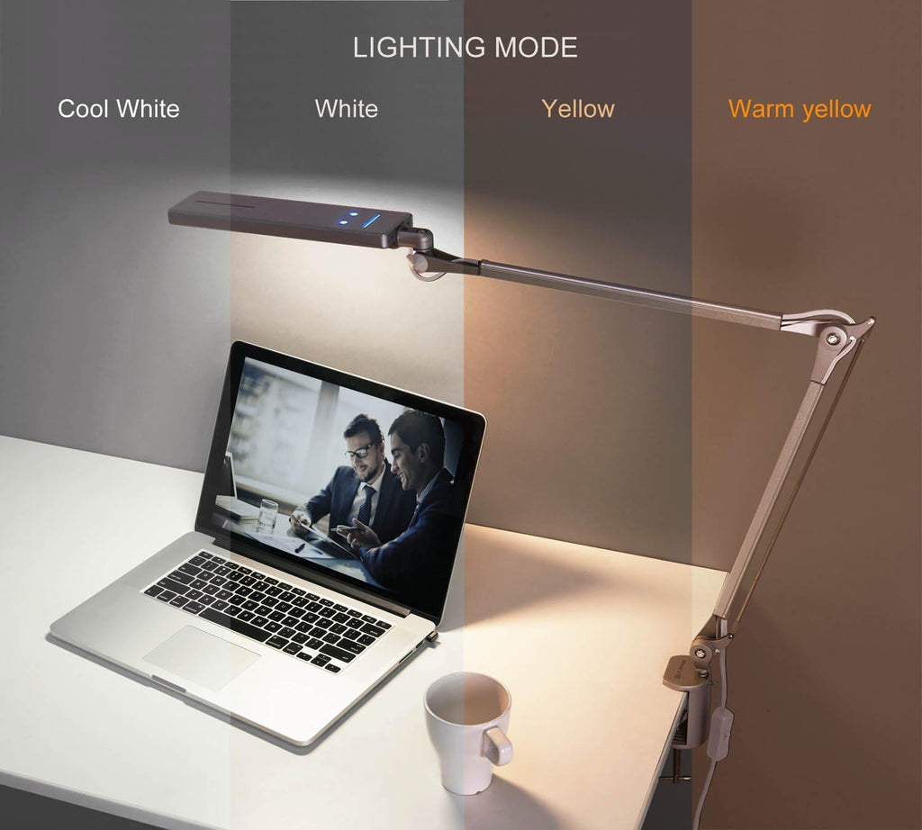 Silver Metal Swing Arm Desk Lamp with Clamp V7481