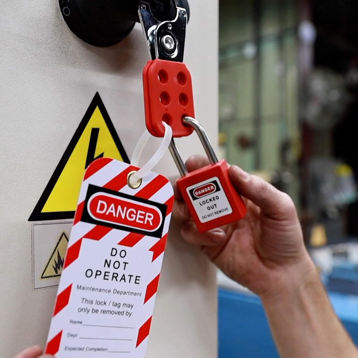 Lockout Tagout Kit with Hasps, Loto Tags, Red Safety Padlocks, Pack of 2 H280314