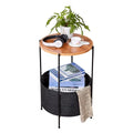 Round Side Table with Storage Basket I411
