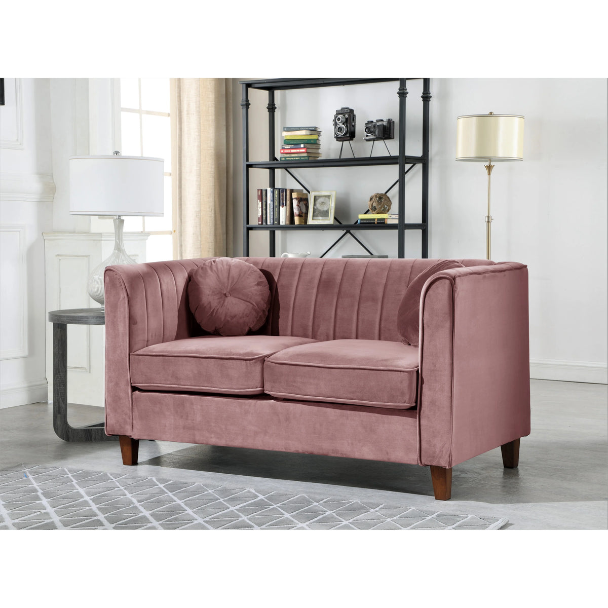 Black Velvet Chesterfield Loveseat F56861