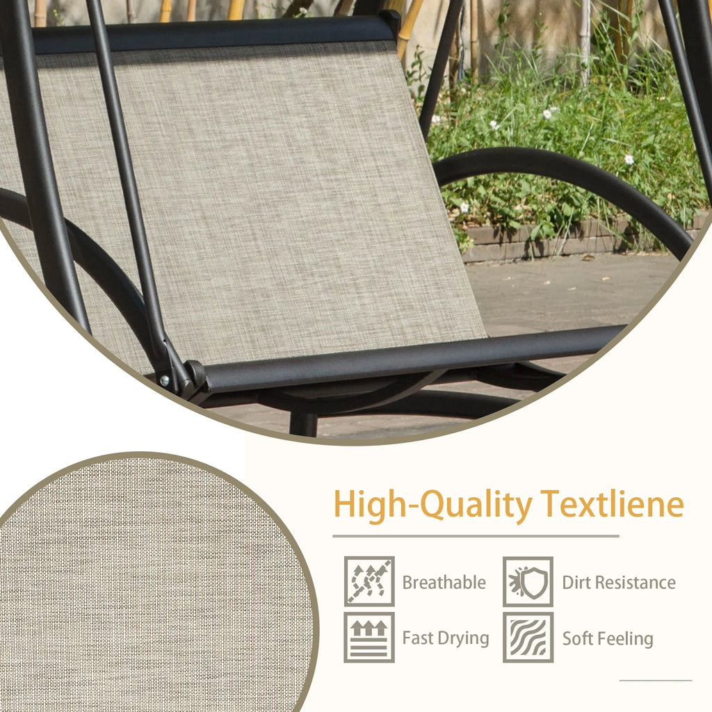 3-Seat Outdoor Swing with Adjustable Canopy and Stand B8480