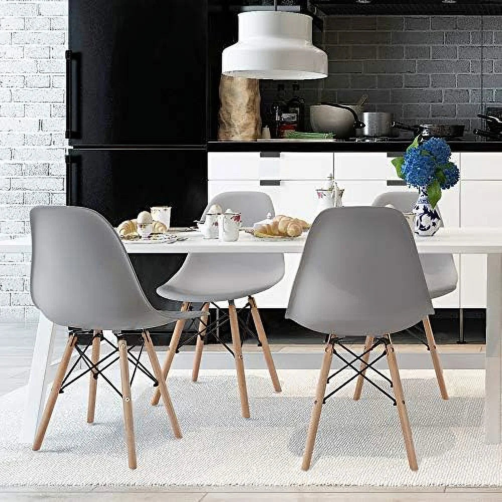 Light Gray Dining Chairs with Metal Wires and Wood Legs Z77056