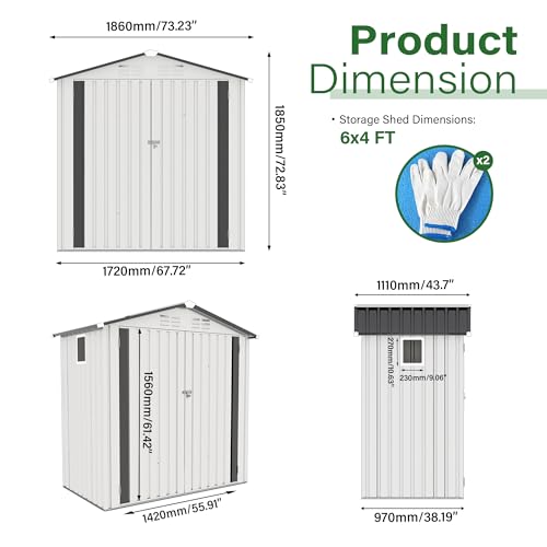5'x3' Gray Metal Outdoor Storage Shed with Windows and Lockable Door E176