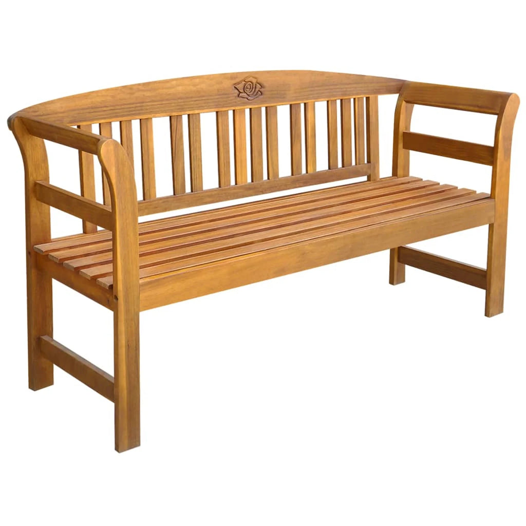 Acacia Wood Garden Bench with Gray Seat Cushion G49044