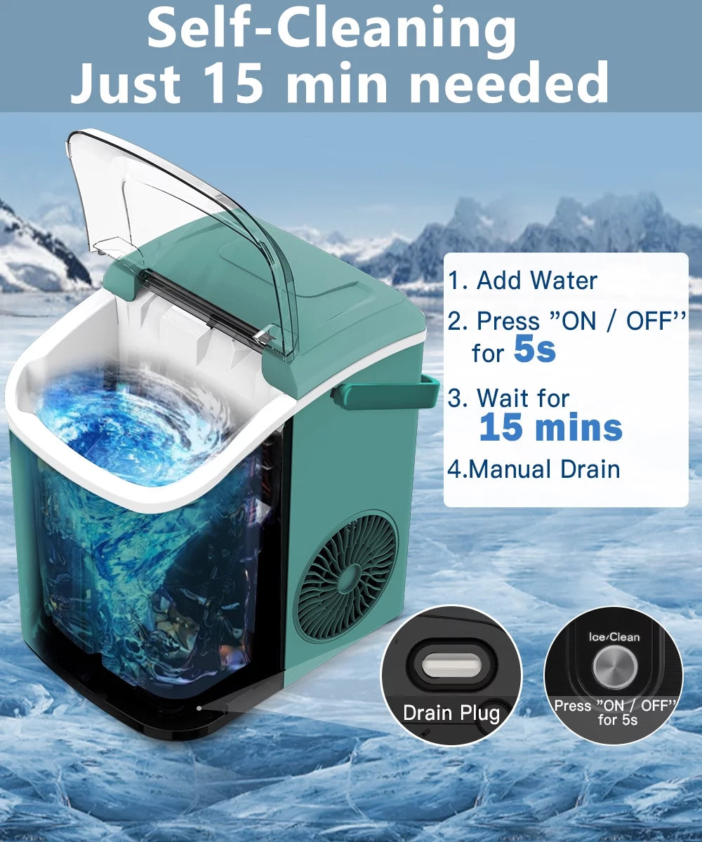 33lbs Countertop Ice Maker with Scoop, Black A447