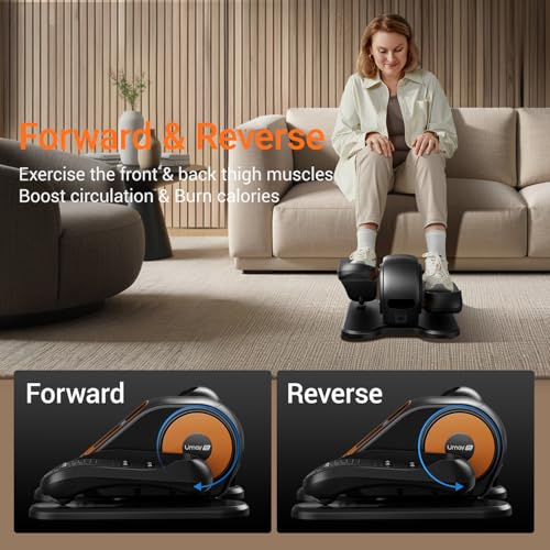 Under Desk Elliptical Machine, Quiet Portable Electric Seated Exercise Machine with Remote, 12 Speeds S1143