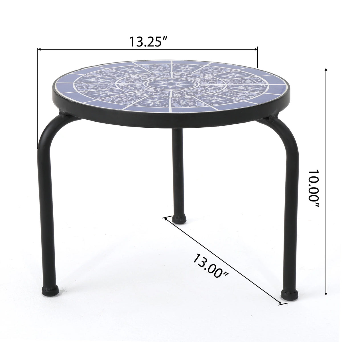 Outdoor Ceramic Tile Side Table with Iron Frame V527