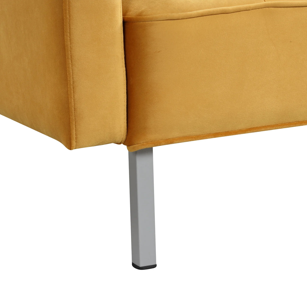 76" Convertible Sofa Bed 2 Seater Linen Yellow F52855