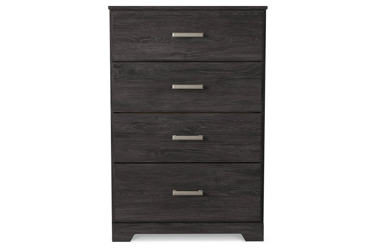 Black Four Drawer Engineered Wood Chest X1655