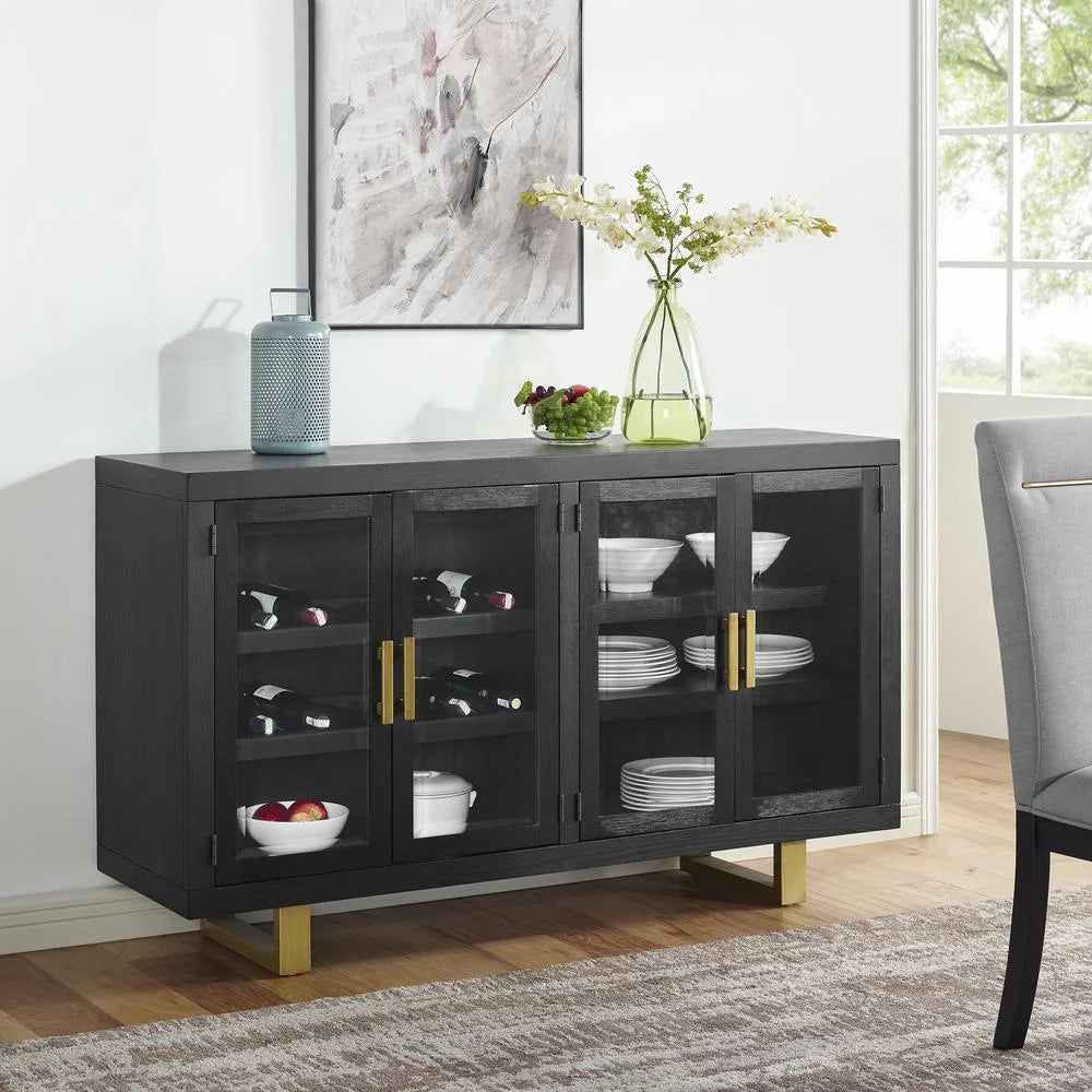 Rubbed Charcoal 8-Piece Dining Set with White Side Chairs M72760