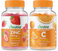 Zinc 50mg Vitamin C 750mg Gummies Bundle Chewable Gluten Free Vitamin Supplement P9634
